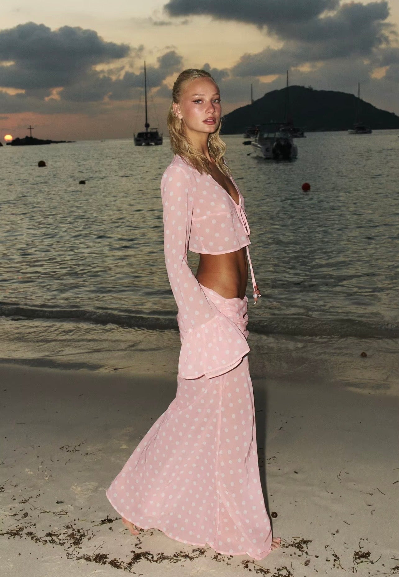 Marcy Polka Dot Chiffon Set